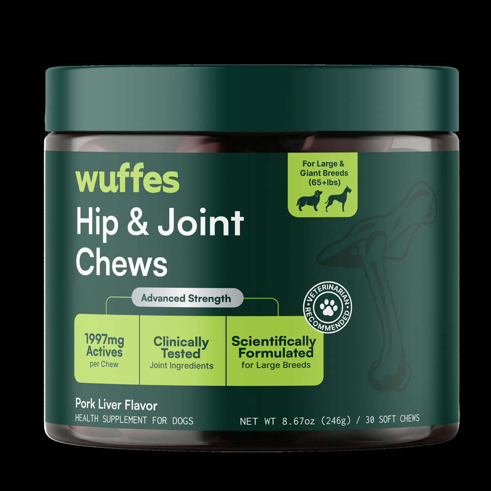 Frasco de Wuffes Hip & Joint Chews, 30 gomitas masticables
